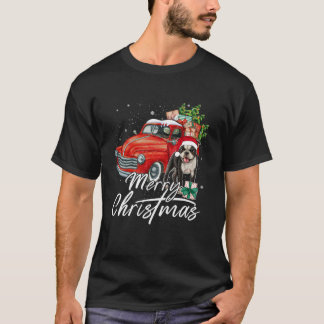 Boston terrier Ride Red Truck Christmas Pajama_ful T-Shirt