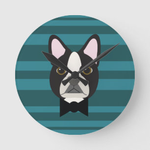 Boston Terrier Round Clock