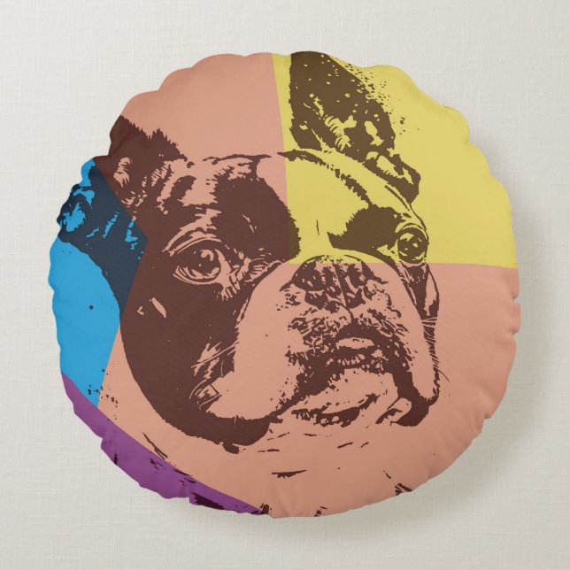 Boston Terrier Round Cushion (Front)
