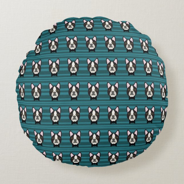 Boston Terrier Round Cushion (Front)