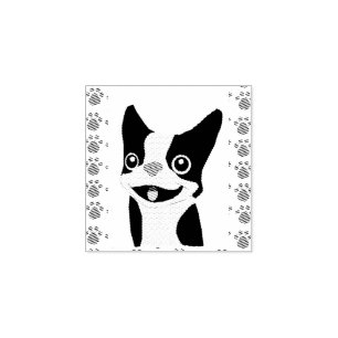 Boston Terrier Rubber Stamp