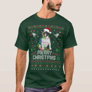 Boston Terrier Santa Hat Dog Christmas Tree Lights T-Shirt