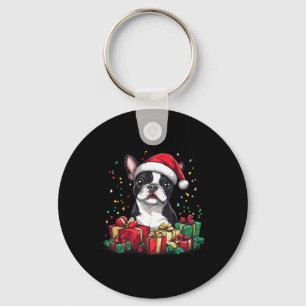 Boston Terrier Santa Hat Funny Christmas Bostie Do Key Ring