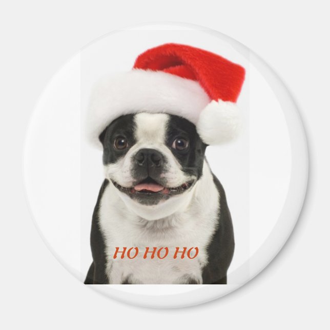 Boston Terrier Santa Magnet (Front)