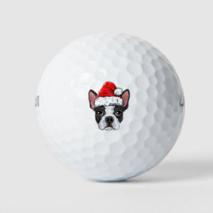 Boston Terrier Santa T Shirt Christmas Kids Boys Golf Balls