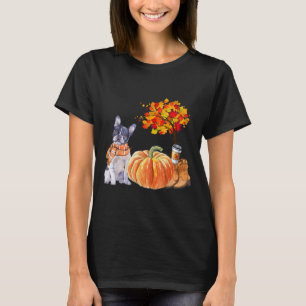 Boston Terrier Scarf Pumpkin Spice Latte Autumn Le T-Shirt