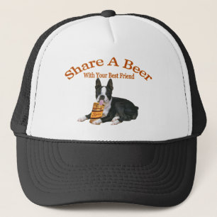 Boston Terrier Share A Beer Apparel Trucker Hat