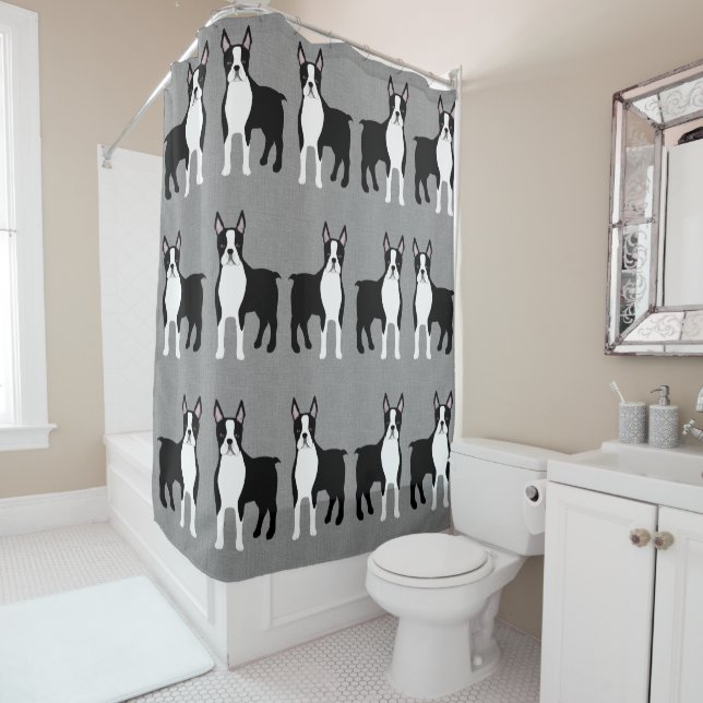 Boston Terrier Shower Curtain (In Situ)