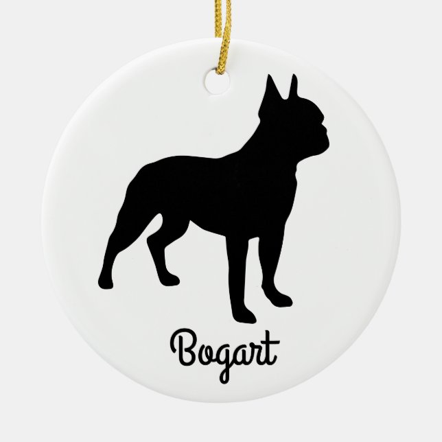 Boston Terrier Silhouette Ceramic Ornament (Front)
