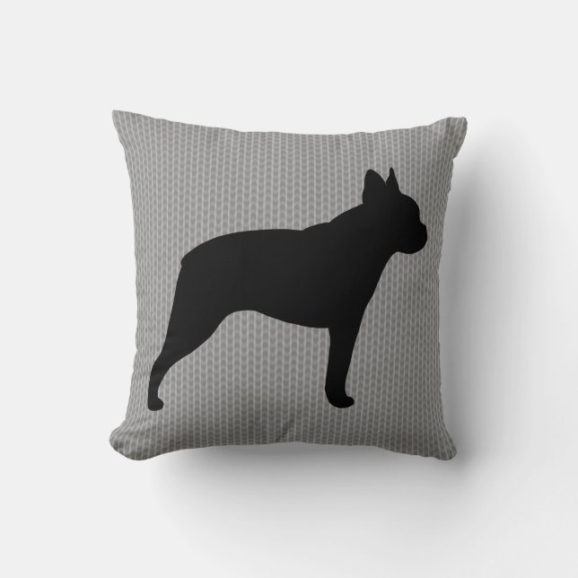 Boston Terrier Silhouette Cushion (Front)