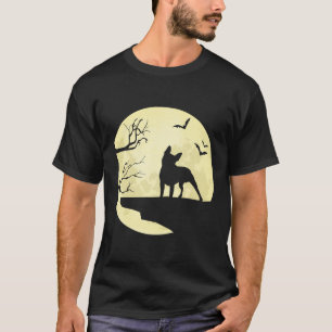 Boston Terrier Silhouette In Full Moon Dog Bats An T-Shirt