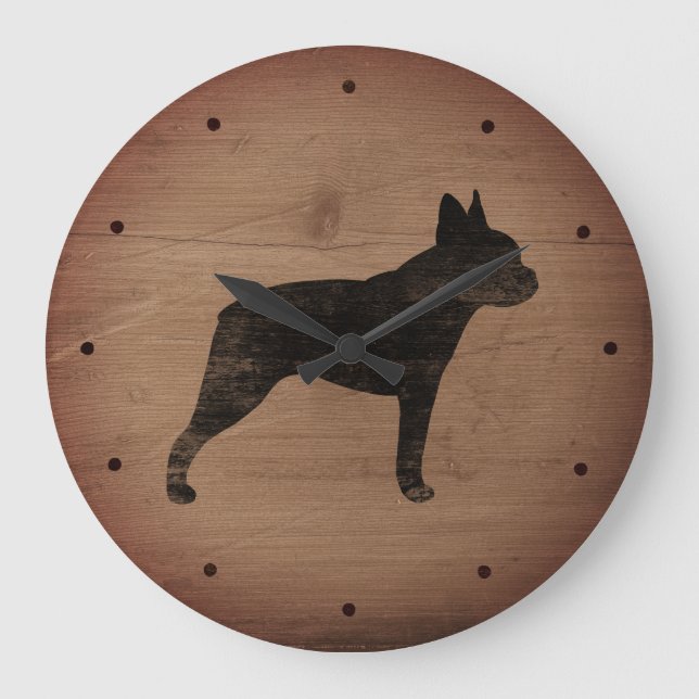 Boston Terrier Silhouette Large Clock (Front)
