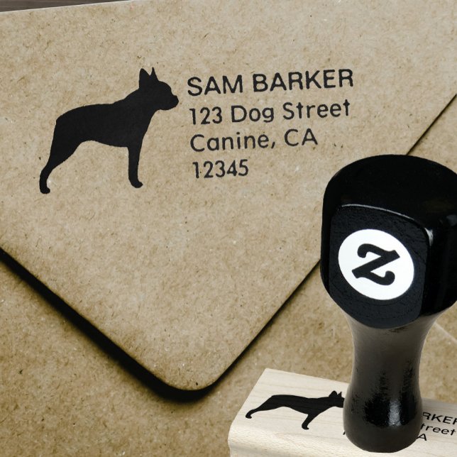Boston Terrier Silhouette Return Address Rubber Stamp (Creator Uploaded)