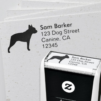 Boston Terrier Silhouette Return Address Self-inking Stamp