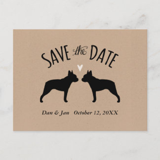 Boston Terrier Silhouettes Wedding Save the Date Announcement Postcard