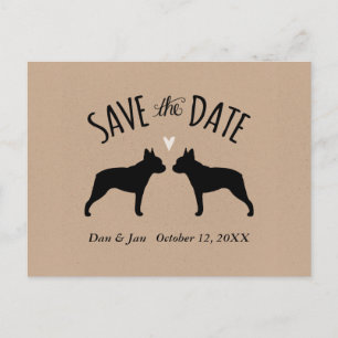 Boston Terrier Silhouettes Wedding Save the Date Announcement Postcard