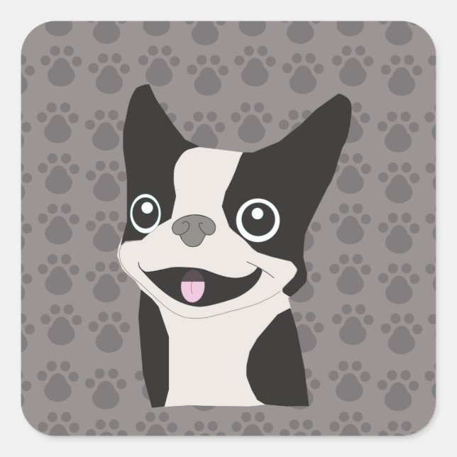 Boston Terrier Square Sticker (Front)