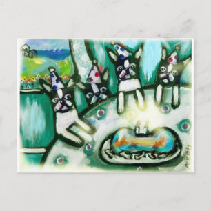Boston Terrier summer birthday party Postcard