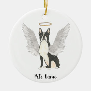 Boston Terrier Sympathy Memorial Ceramic Tree Decoration