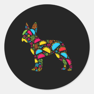 Boston Terrier Tacos Mens Womens Mexican Cinco De  Classic Round Sticker