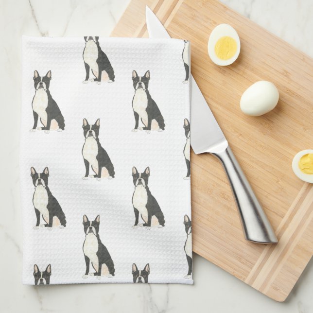 Boston Terrier  Tea Towel (Quarter Fold)