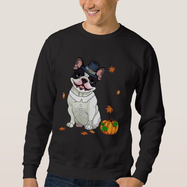 Boston Terrier Thanksgiving Costume Pilgrim Turkey Sweatshirt (Front)