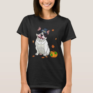 Boston Terrier Thanksgiving Costume Pilgrim Turkey T-Shirt