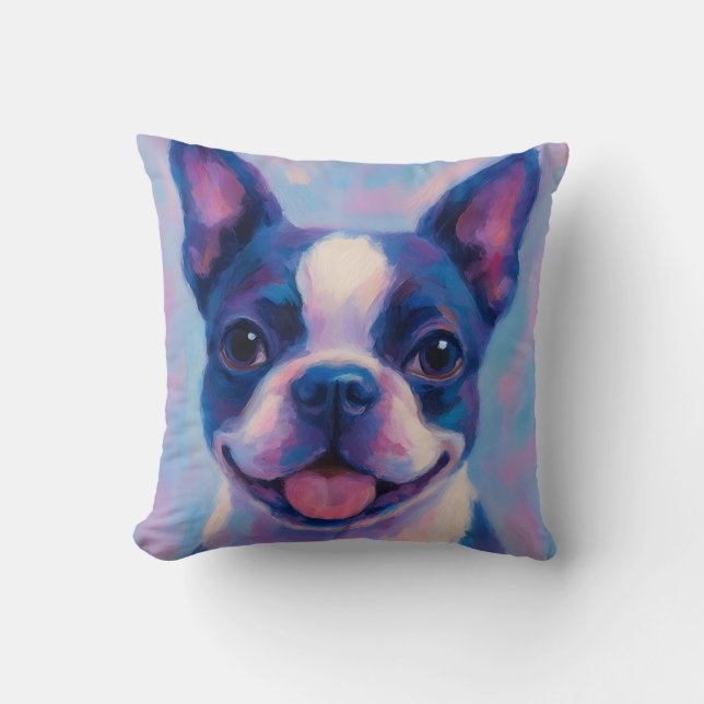 Boston Terrier Throw Pillow (Front)