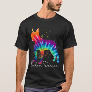 Boston Terrier Tie Dye Rainbow Dog Lover T-Shirt