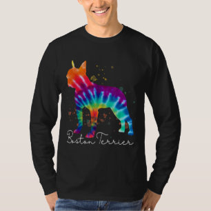 Boston Terrier Tie Dye Rainbow Dog Lover T-Shirt