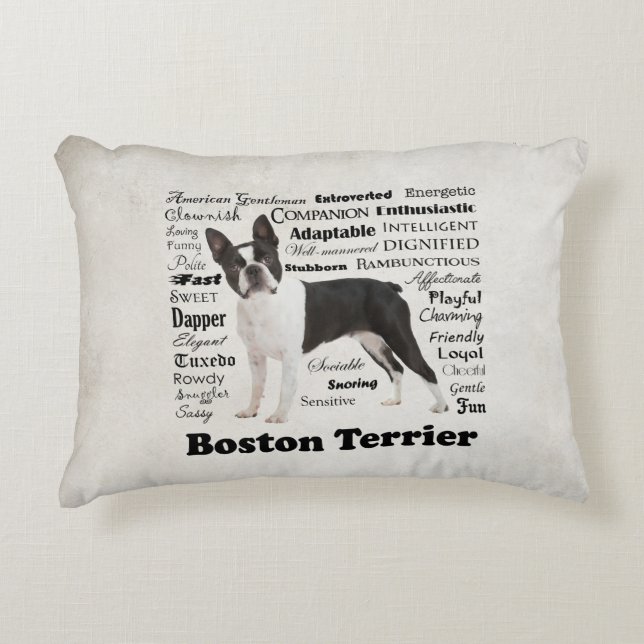 Boston Terrier Traits Pillow (Front)
