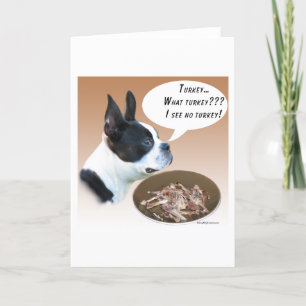 Boston Terrier Turkey Holiday Card
