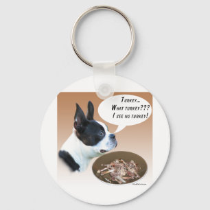 Boston Terrier Turkey Key Ring