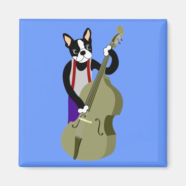 Boston Terrier Upright  Bass Player Magnet (Front)