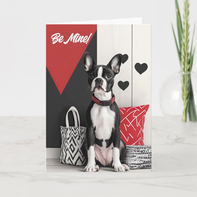 Boston Terrier Valentine Card (Front)