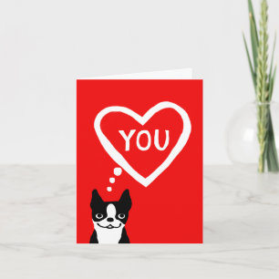 Boston Terrier Valentine Holiday Card