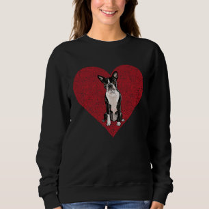 Boston Terrier Valentines Day Dog Love Fingerprint Sweatshirt