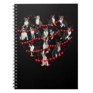 Boston Terrier Valentine's Day Red Heart Notebook