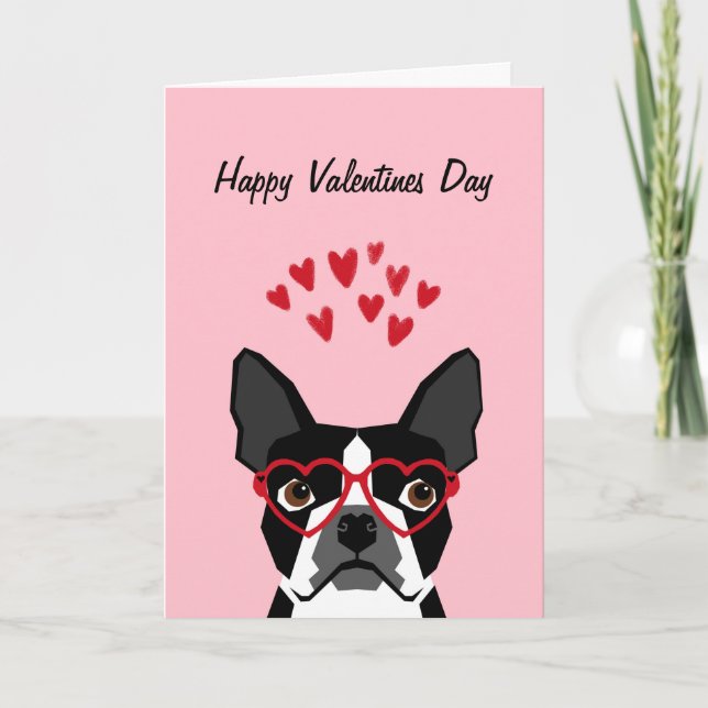 Boston Terrier Valentines Love Card (Front)