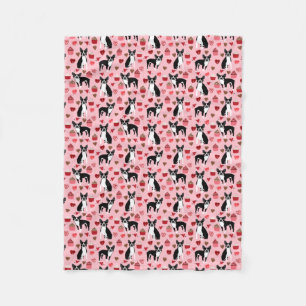 Boston Terrier Valentines Love Fabric Fleece Blanket