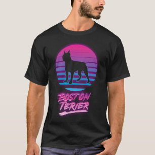 Boston Terrier Vintage Dog  80s 70s Sunset T-Shirt
