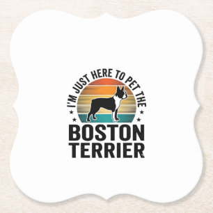 Boston Terrier Vintage Pet Lover Shirt Design_1 Paper Coaster