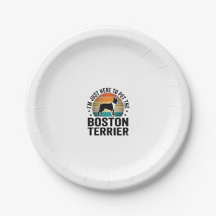 Boston Terrier Vintage Pet Lover Shirt Design_1 Paper Plate