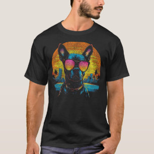 Boston Terrier Wearing Sunglasses Vintage 80s For  T-Shirt