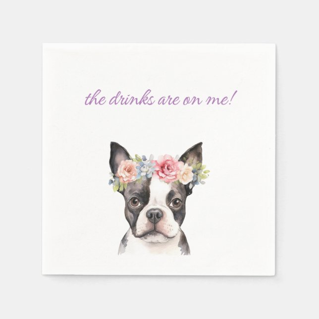 Boston Terrier Wedding Napkin (Front)