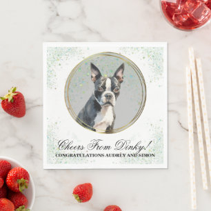 Boston Terrier Wedding Napkins With Dogs Photo
