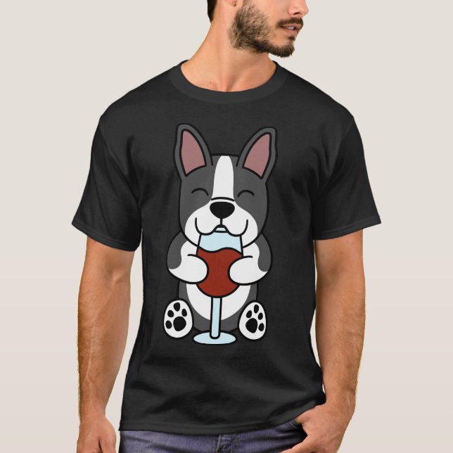 Boston Terrier Wine T-Shirt (Front)