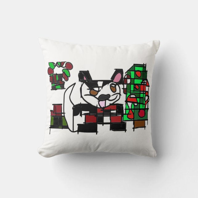Boston terrier winter  cushion (Front)