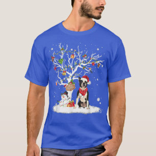 Boston Terrier Winter Snow Tree Dog Christmas Wint T-Shirt