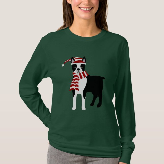 Boston Terrier Winter Tshirt (Front)